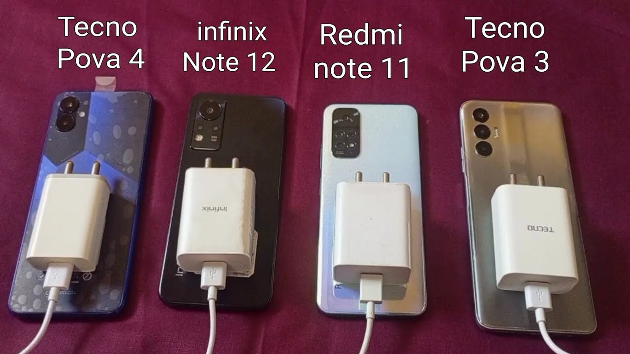 Tecno Pova 4 Vs Infinix Note 12 Vs Redmi Note 11 Vs Tecno Pova 3 CHARGING TEST ( 0 To 100% )