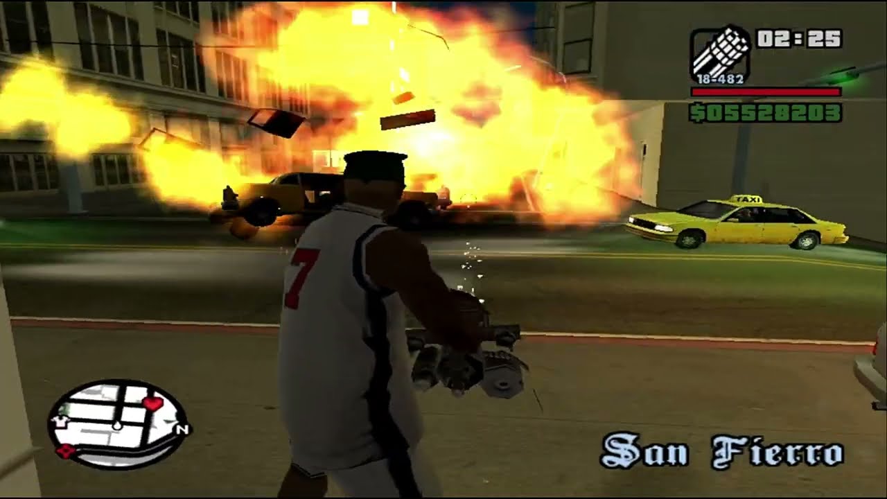 GTA San Andreas 6 Wanted Level Police Chase + Tank Rampage