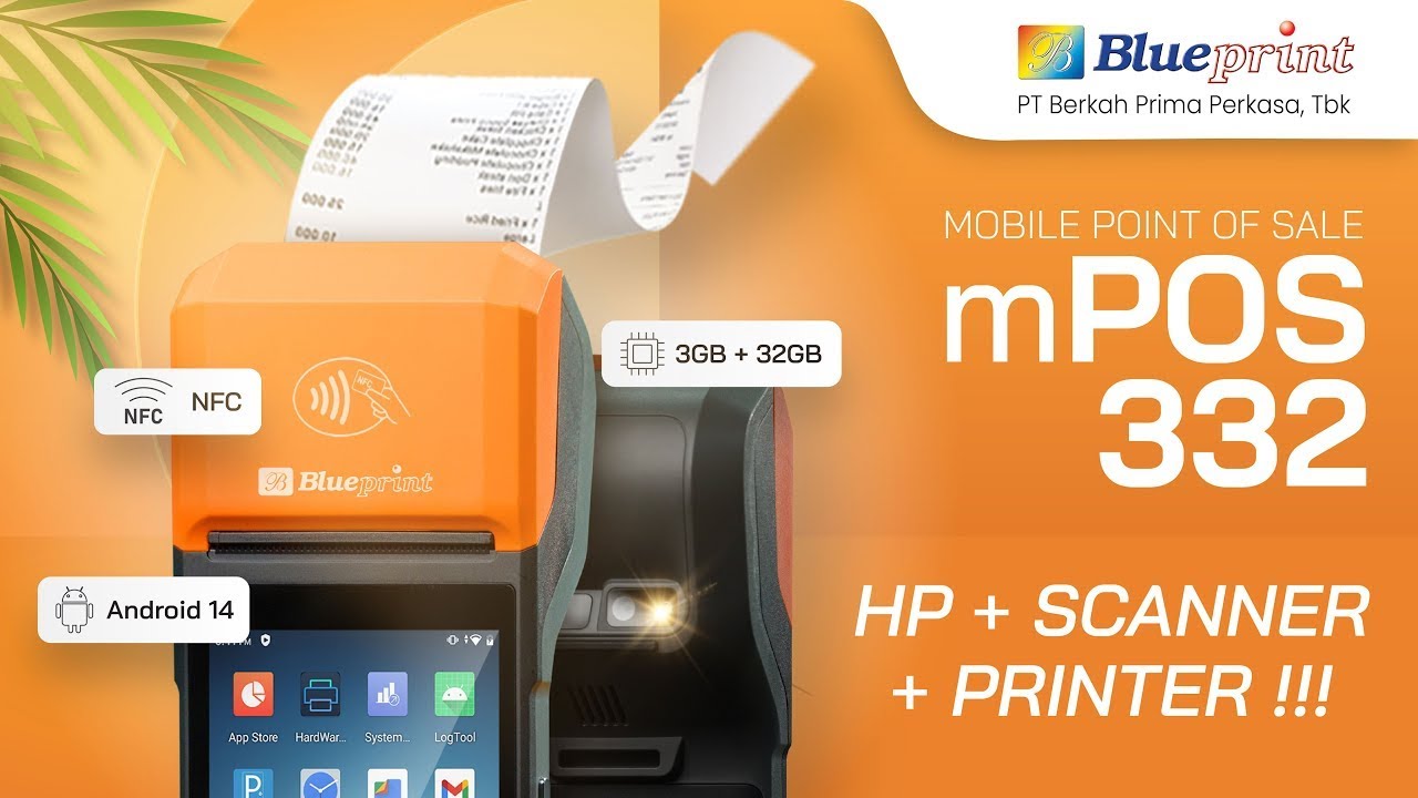 HP + Scanner + Printer dalam 1 Perangkat! Blueprint mobile POS mPOS 332  JGS059