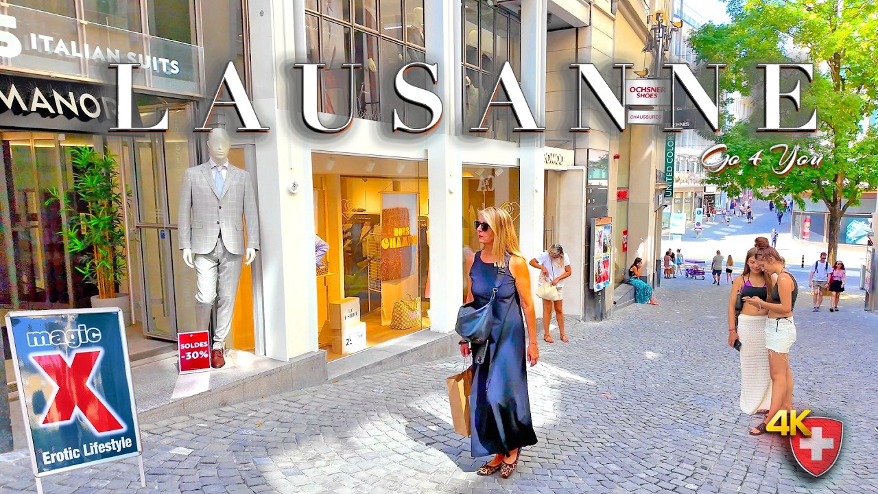 SWITZERLAND LAUSANNE 🇨🇭 City on Lake Geneva & Vibrant Waterfront 4K Walking tour