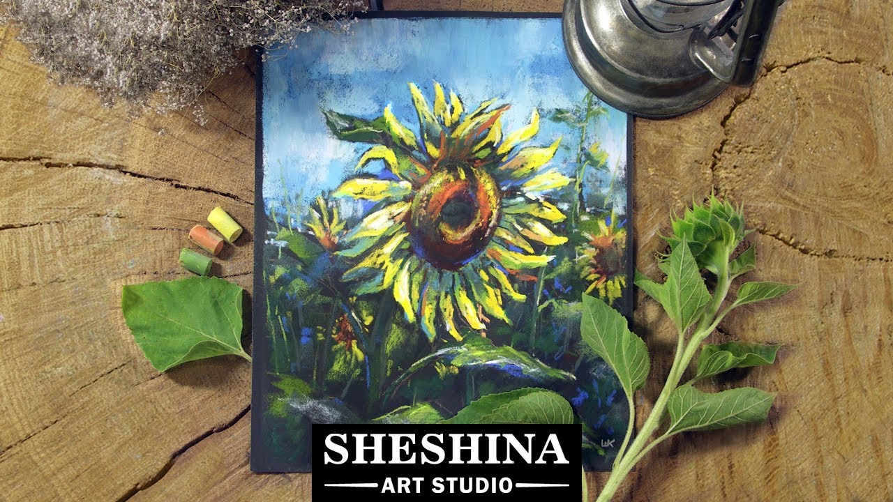 How to draw a sunflower with soft pastels 🎨 FLOWERS