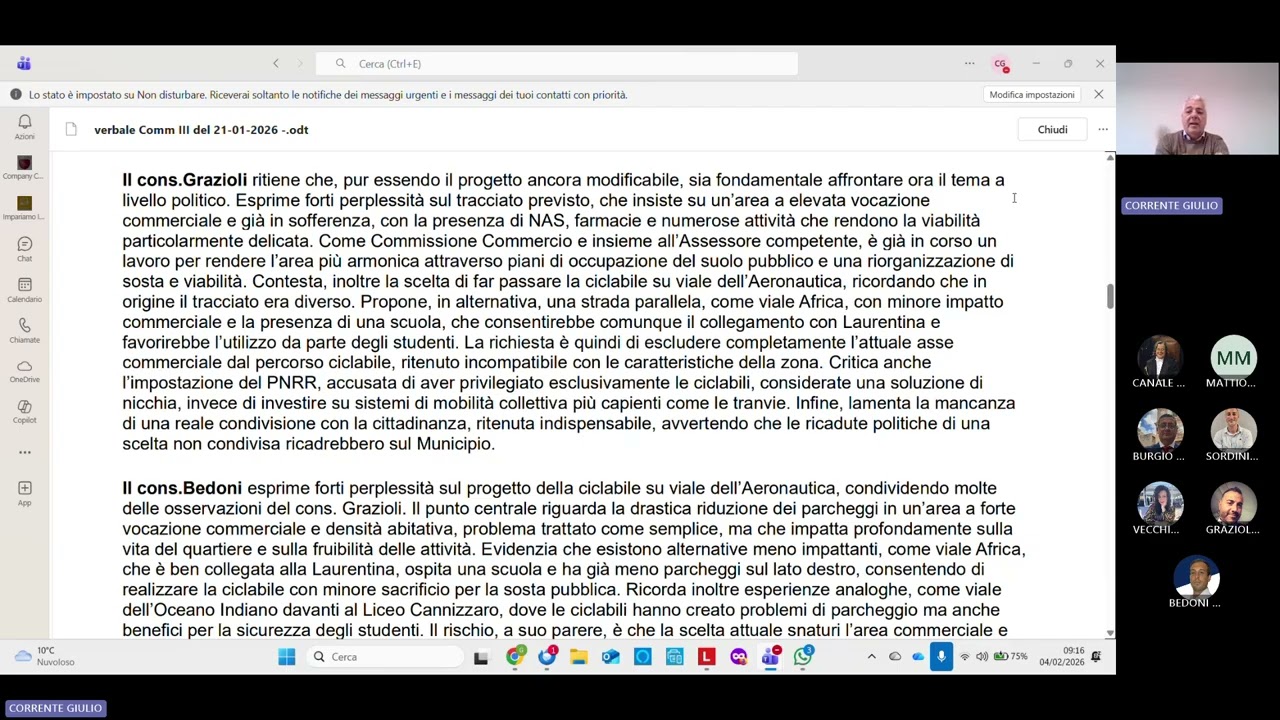 Commissione III Mobilità, Lavori Pubblici e Periferie del 4 febbraio 2026