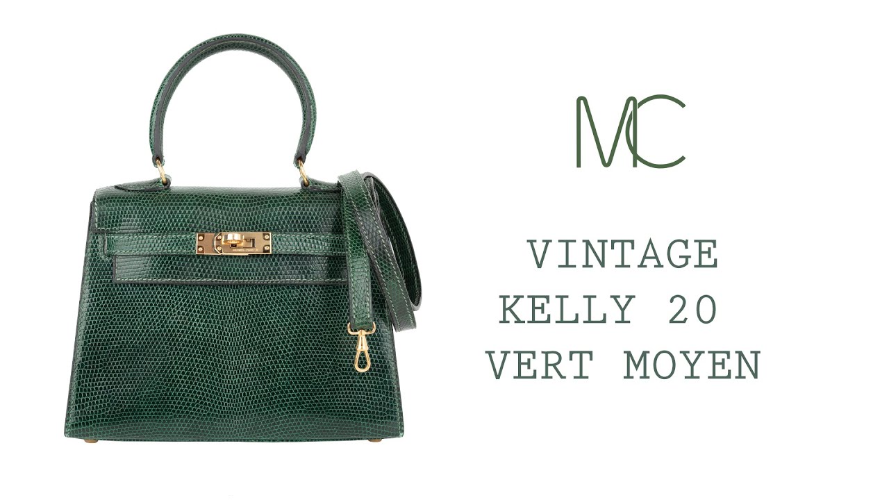 Hermes Vintage Kelly 20 Sellier Mini Vert Moyen Lizard Gold Hardware &bull; MIGHTYCHIC &bull;