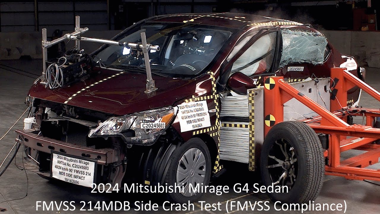 2024 Mitsubishi Mirage G4 Sedan FMVSS 214MDB Side Crash Test (FMVSS Compliance)