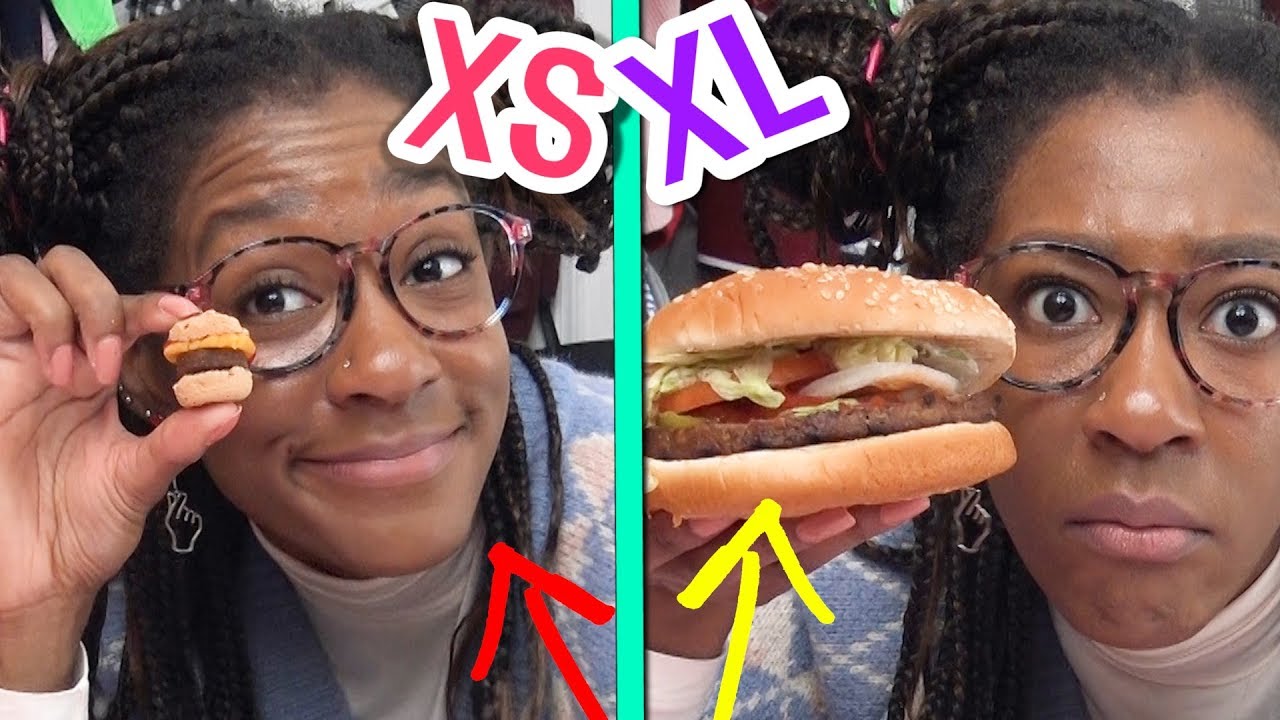 미니어쳐 버거 vs 큰 버거! 🍔Tiny BURGER vs Large BURGER