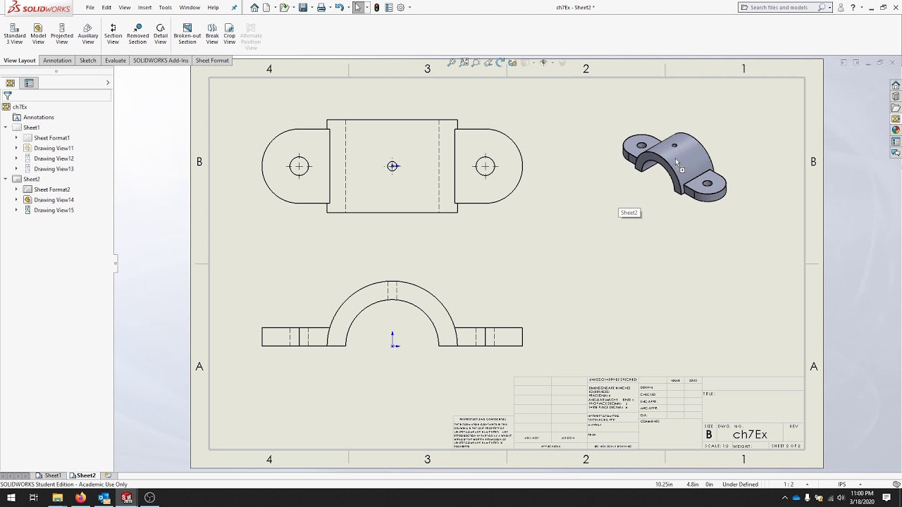 Solidworks 2019 Part Drawing pt. 1