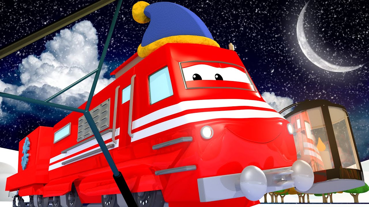 Troy the ICE RINK Train PUTS SNOW on the LAKE For the Ice Skating Party! Troy the Train in Car City