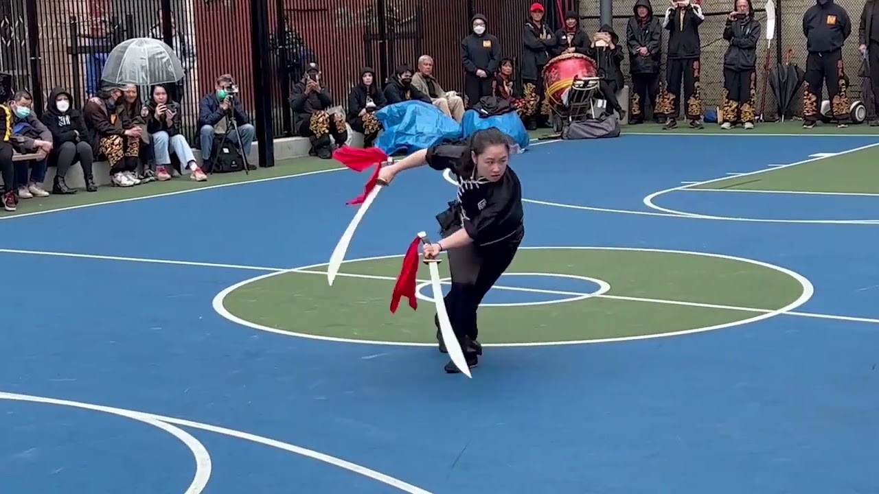 Megan Wong, Mui Fa Seung Lung Do 梅花雙龍刀 at Kung Fu Day San Francisco Chinatown March 10, 2022