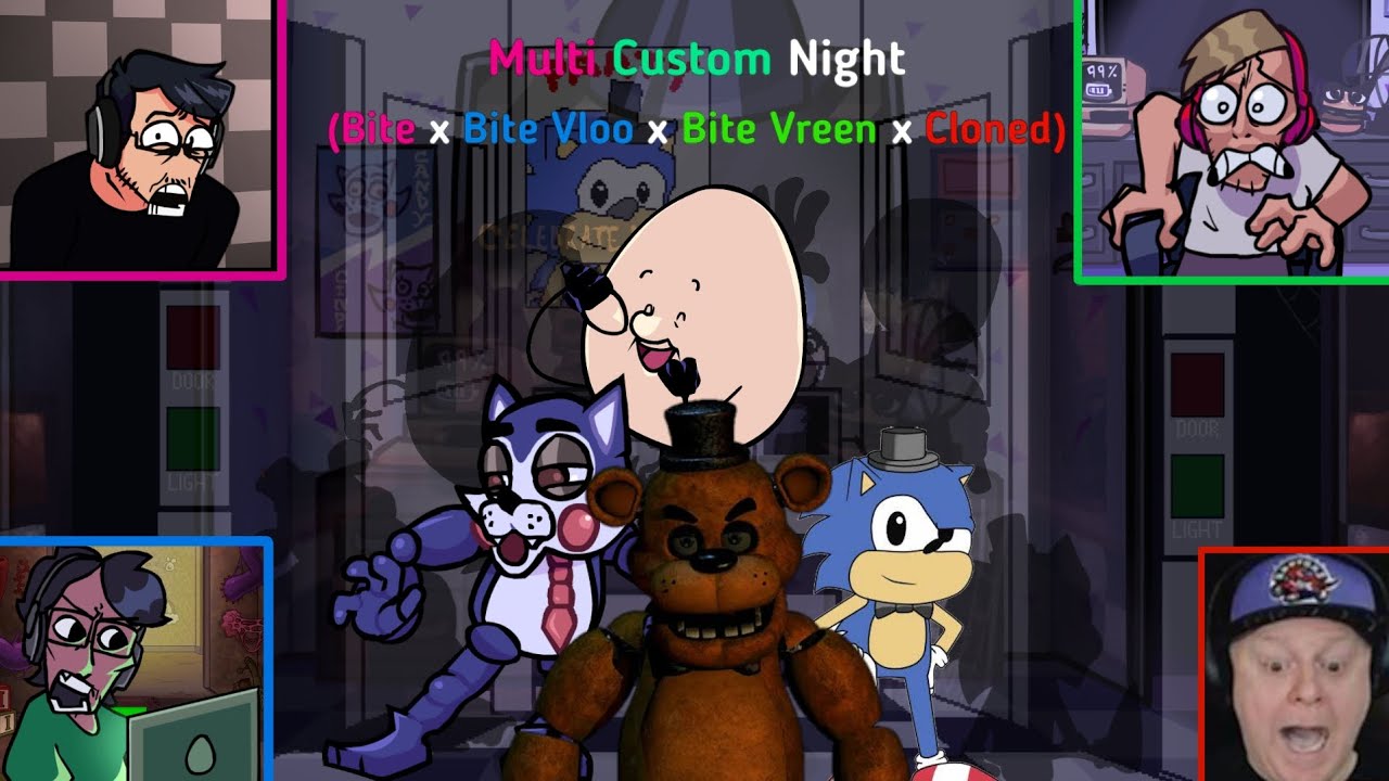 Fnf: Multi Custom Night (Bite V1 x Bite Vloo Guy x Bite Vreen Guy x Cloned) [Mashup]