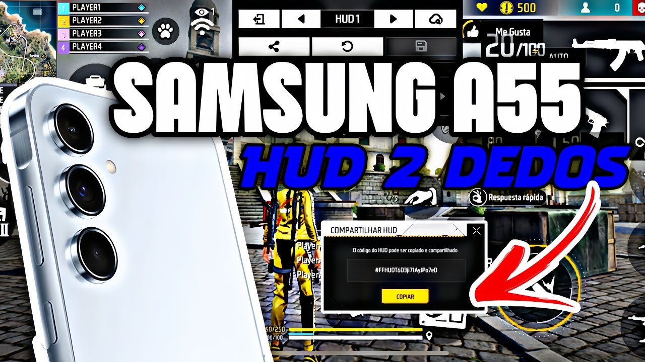Samsung a55 (HUD 2 DEDOS✅)PERFECTO GRÁFICOS AL MAX FREE FIRE