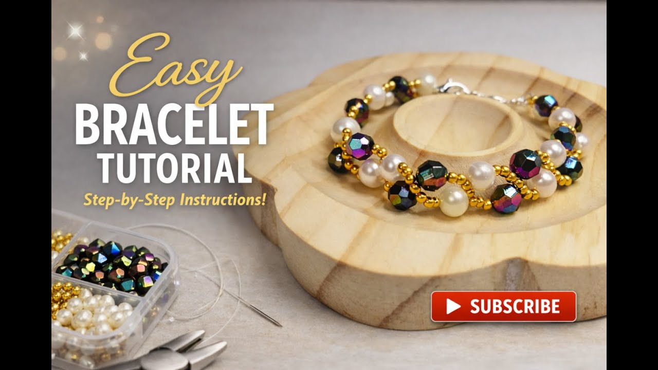 Wow, Look at This Beauty! DIY Pearl Bracelet with Faceted Gold Beads#diy #beads #handmade#howtomake
