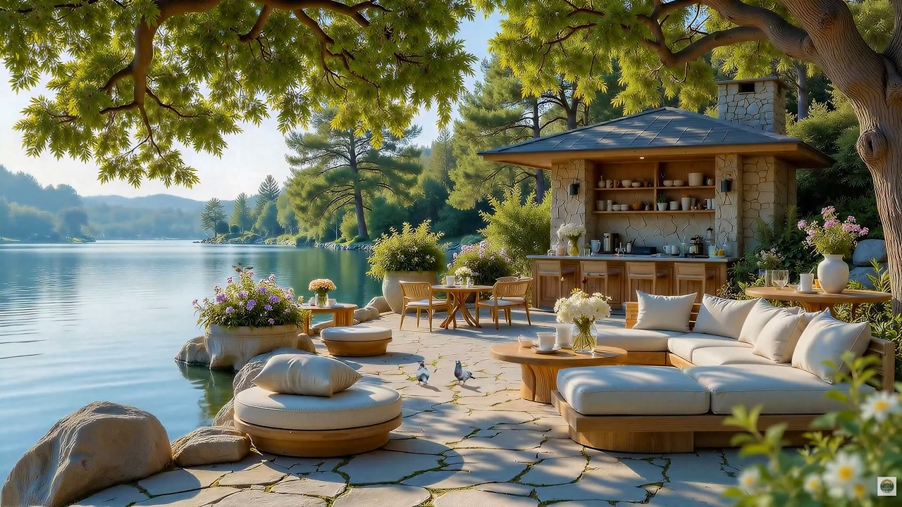 Cozy Indoor Piano for Inner Peace 🌿 Elegant Piano with Gentle Lake Waves to Good Day