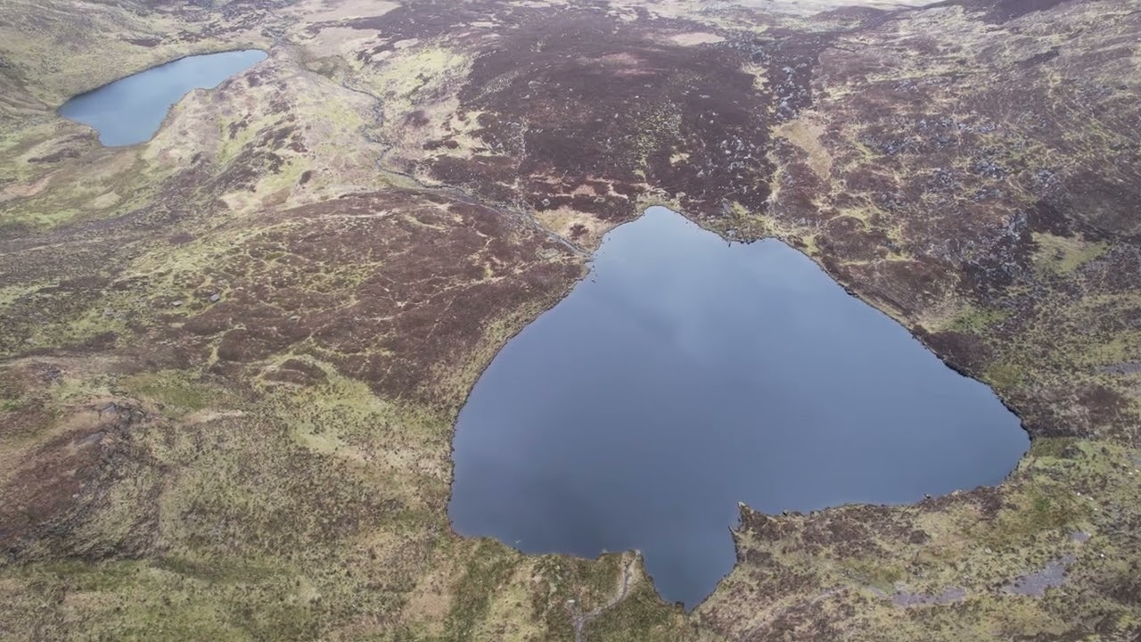 Lough Sgilloge, Comeragh Mountains, county Waterford, Ireland, Drone 4K Video