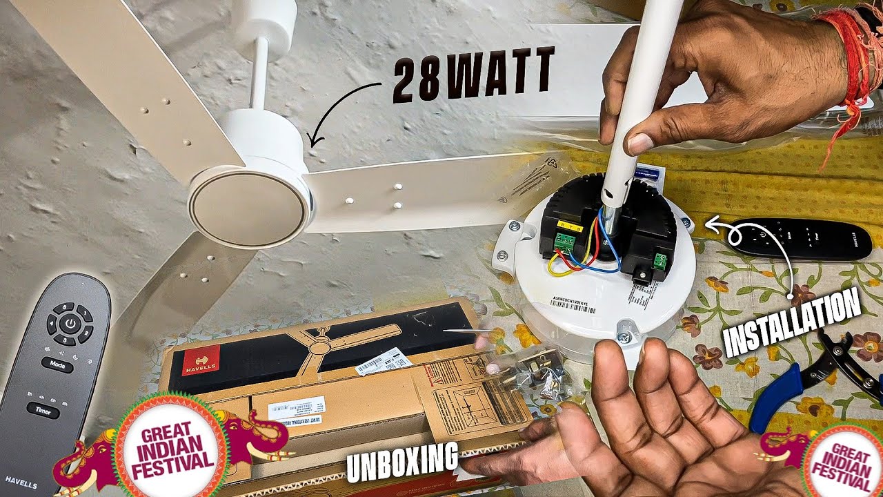 Havells Ambrose Slim 28 Watt BLDC Ceiling Fan Unboxing & Installation | Great Indian Festival Sale 🔥