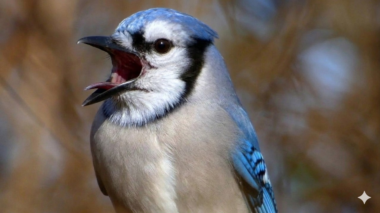 Blue jay call sounds, eating | Bird