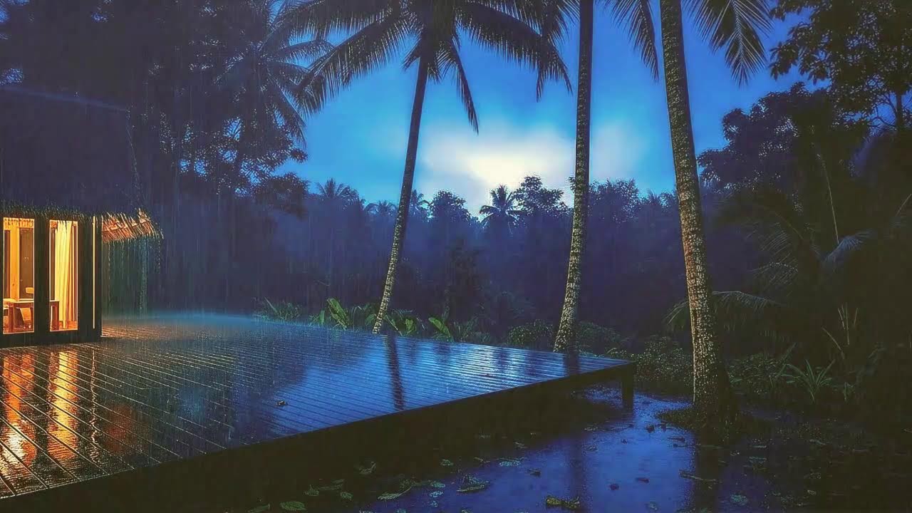 Sleep Faster with Warm Rainfall and Distant Storm at Cabin Terrace 🌧️