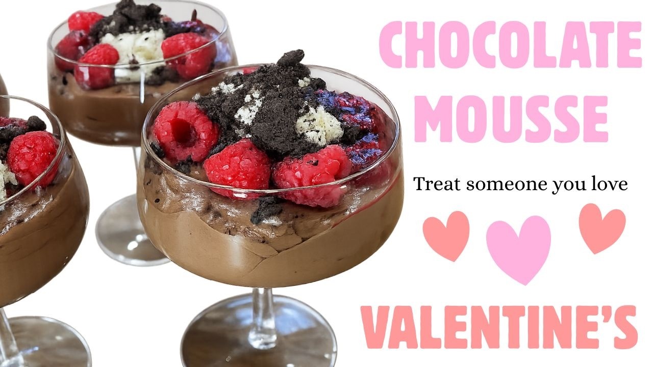 Valentine's Day Dessert - Rich and Light Chocolate Mousse with Raspberry