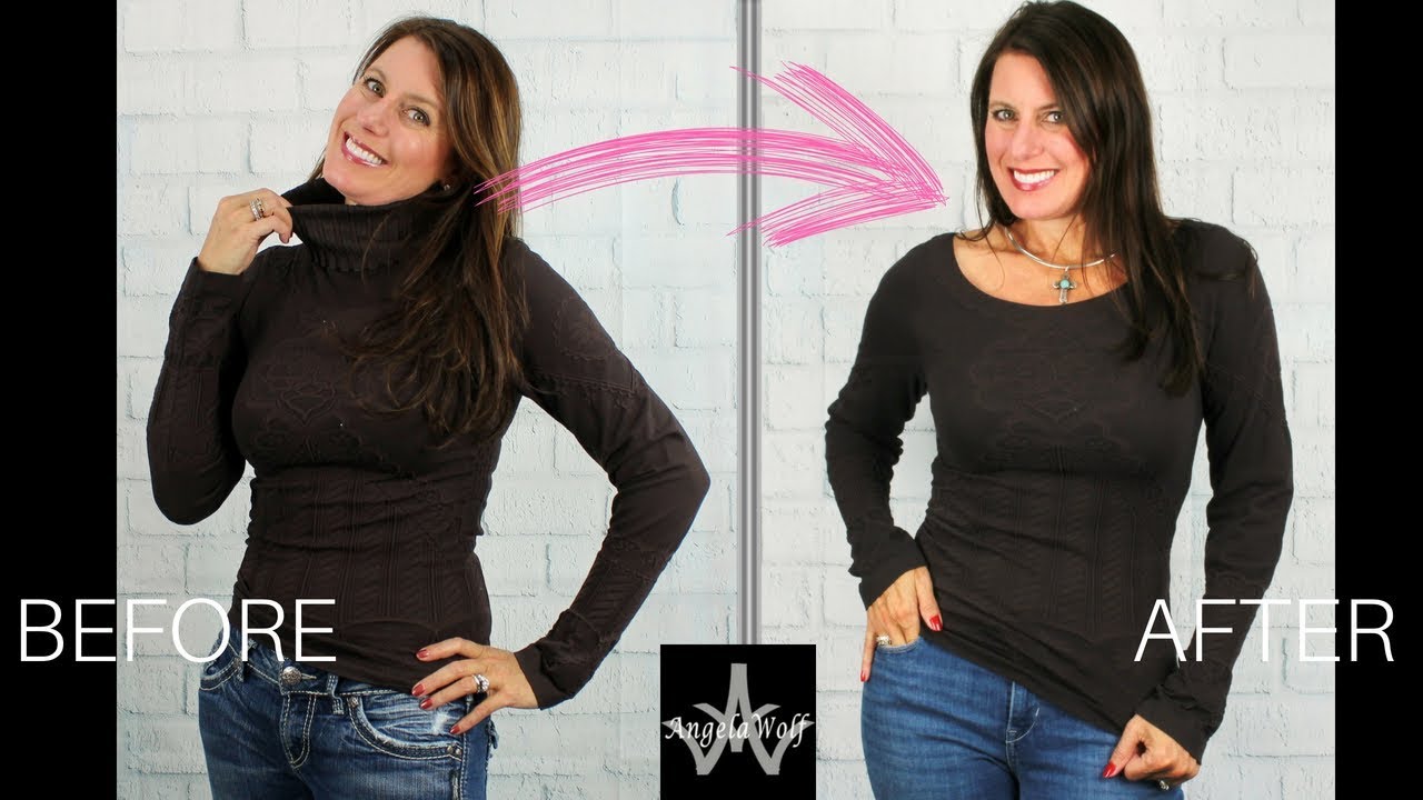 UPCYCLING CLOTHES DIY PROJECT: DESIGN A BOAT NECK TOP FROM A TURTLENECK