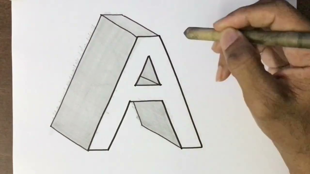 How to Draw Letter A in 3D step by step