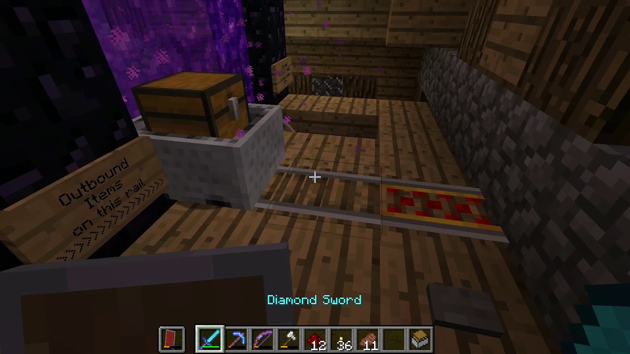 Minecraft Long Distance Item Transport System using Nether Portals!