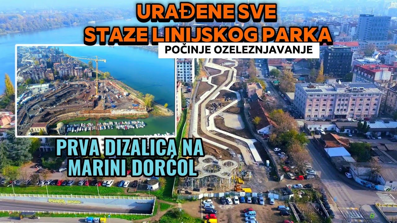 STIGLA PRVA DIZALICA KOD MARINE DORĆOL,KOMPLET LINIJSKI PARK URAĐENE STAZE,KREĆE OZELENJAVANJE NOVO