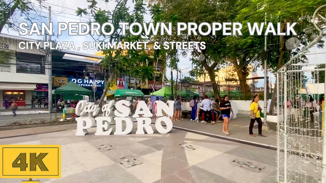 San Pedro Town Proper with Newly Opened City Plaza Walk | San Pedro, Laguna | 4K ASMR WALK