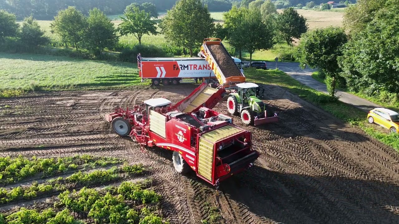 Grimme Variton 470 mit Axion 810 -DEZEURE Überladewagen, Volvo, Scania.