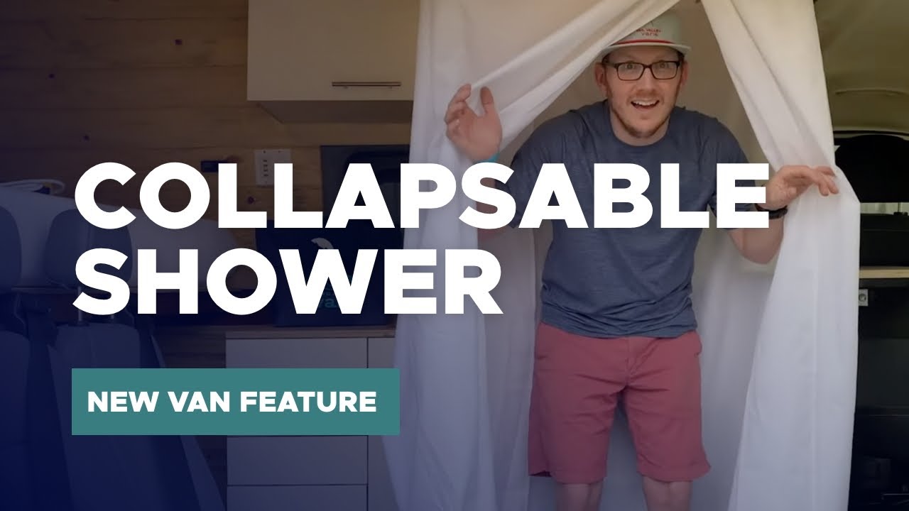 NEW VAN FEATURE: COLLAPSABLE SHOWER SYSTEM | Dave & Matt Vans #vantour #collapsableshower