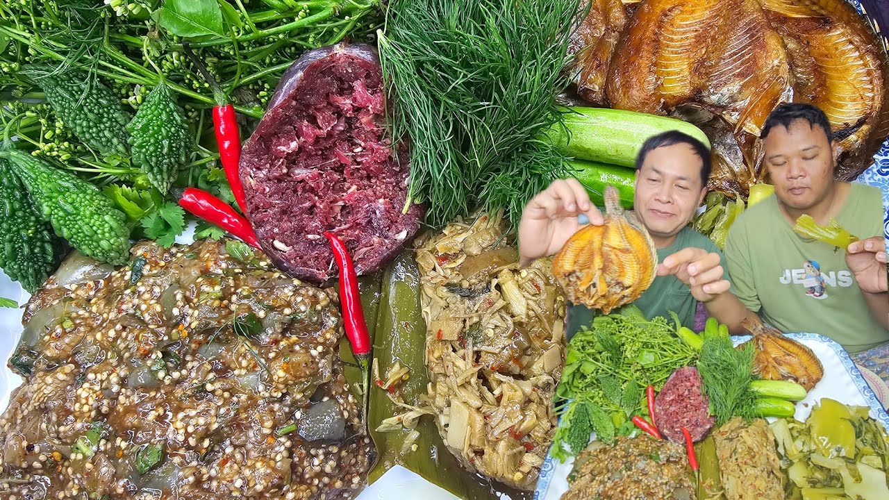 ซุปมะเขือหมกหน่อไม้ส้มผักปลานิลทอดหม่ำเนื้อผักกะเดา ป๊าดมื้อนี้มีแต่แนวบ้านๆแซ่บๆ
