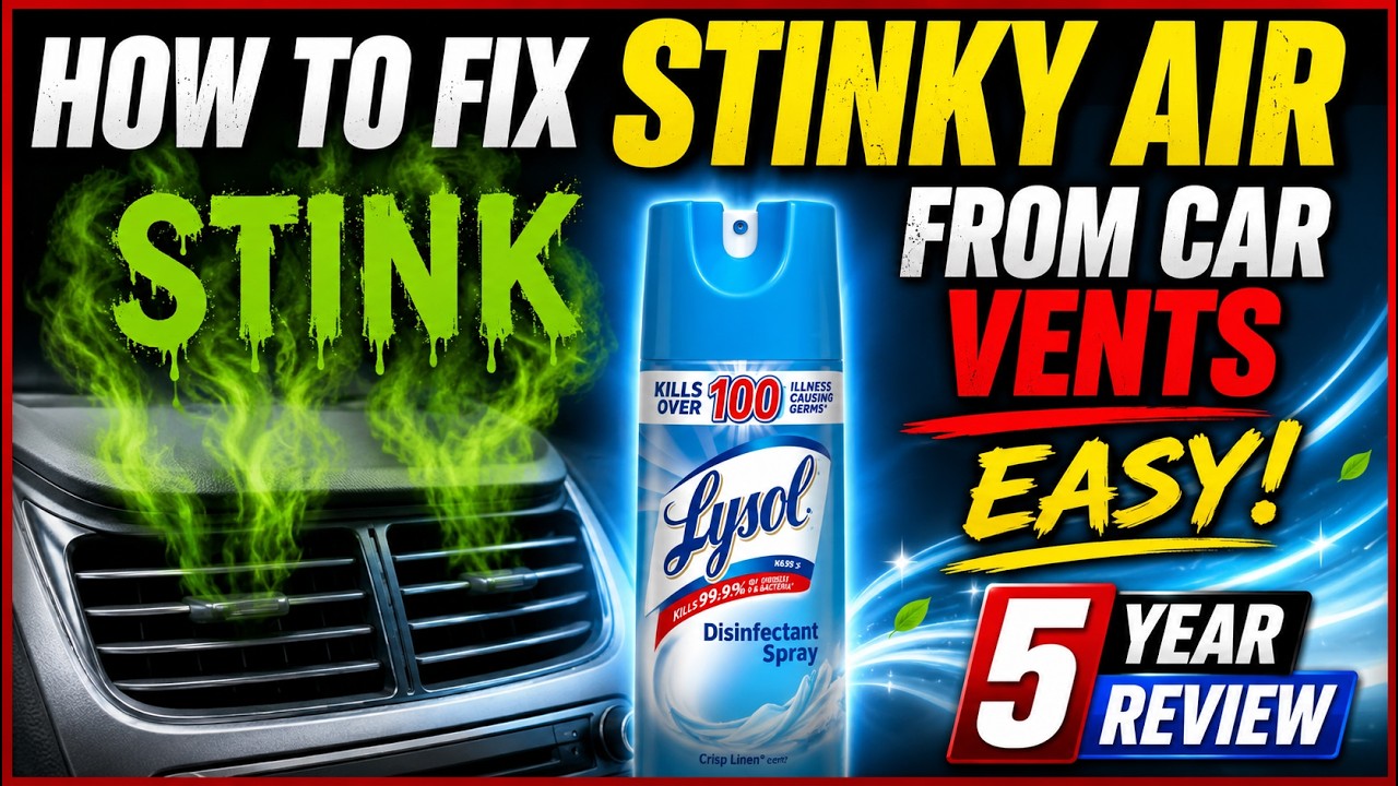 How to Fix Smelly Air From Car AC Vents - Lysol - Easy - Full Guide - 5 Year Review! - Remove Stink