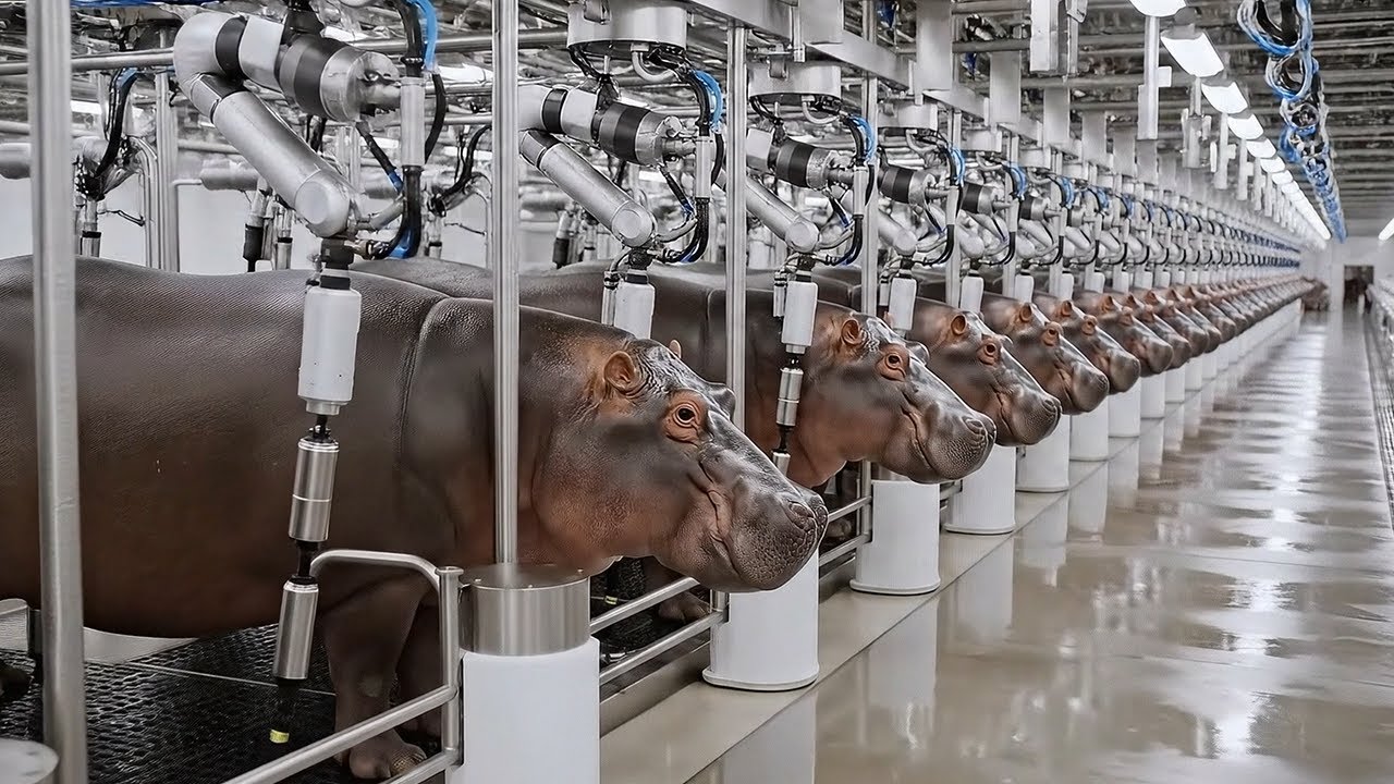 Inside the Future Hippo Milk Factory – Fully Automated AI & Bio-Robotic Production 🦛⚙️