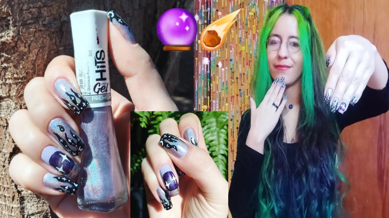 Unhas de bruxa🔮☄(bola de cristal/fogo/galáxia✨)