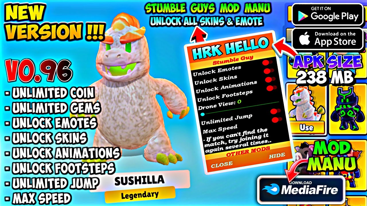 Stumble Guys Vip Mod Apk 0.96 || Unlimited Coin & Gems || Unlimited Animations & Emotes | New Update