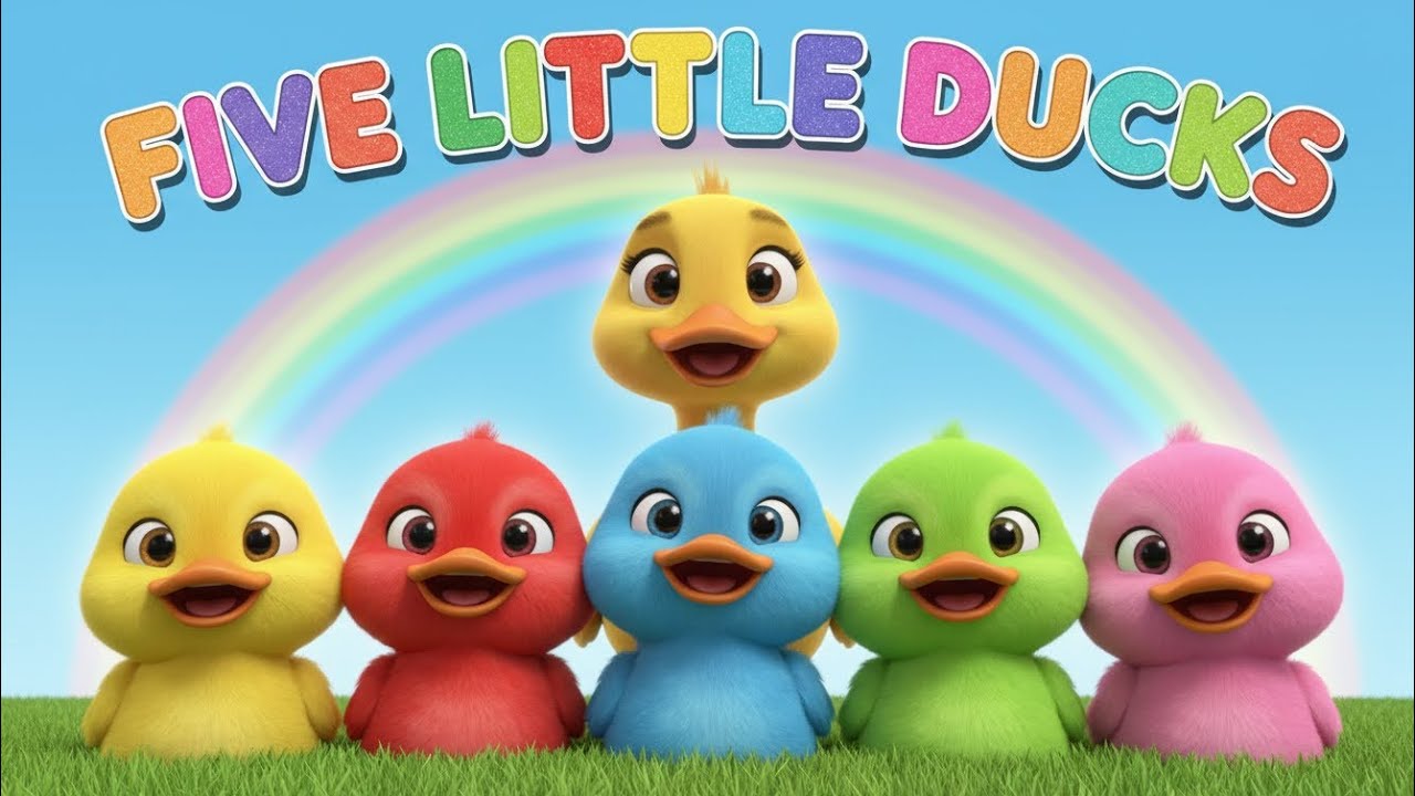 5 Little Ducks 🦆 | Learn Colors & Counting for Babies | Fun Nursery Rhymes