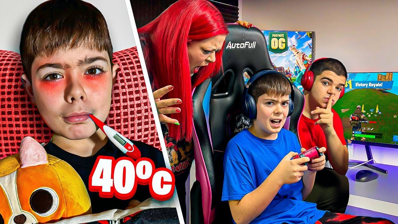 MI HERMANO finge estar ENFERMO para no ir al COLEGIO y JUGAR al FORTNITE OG! 🤒