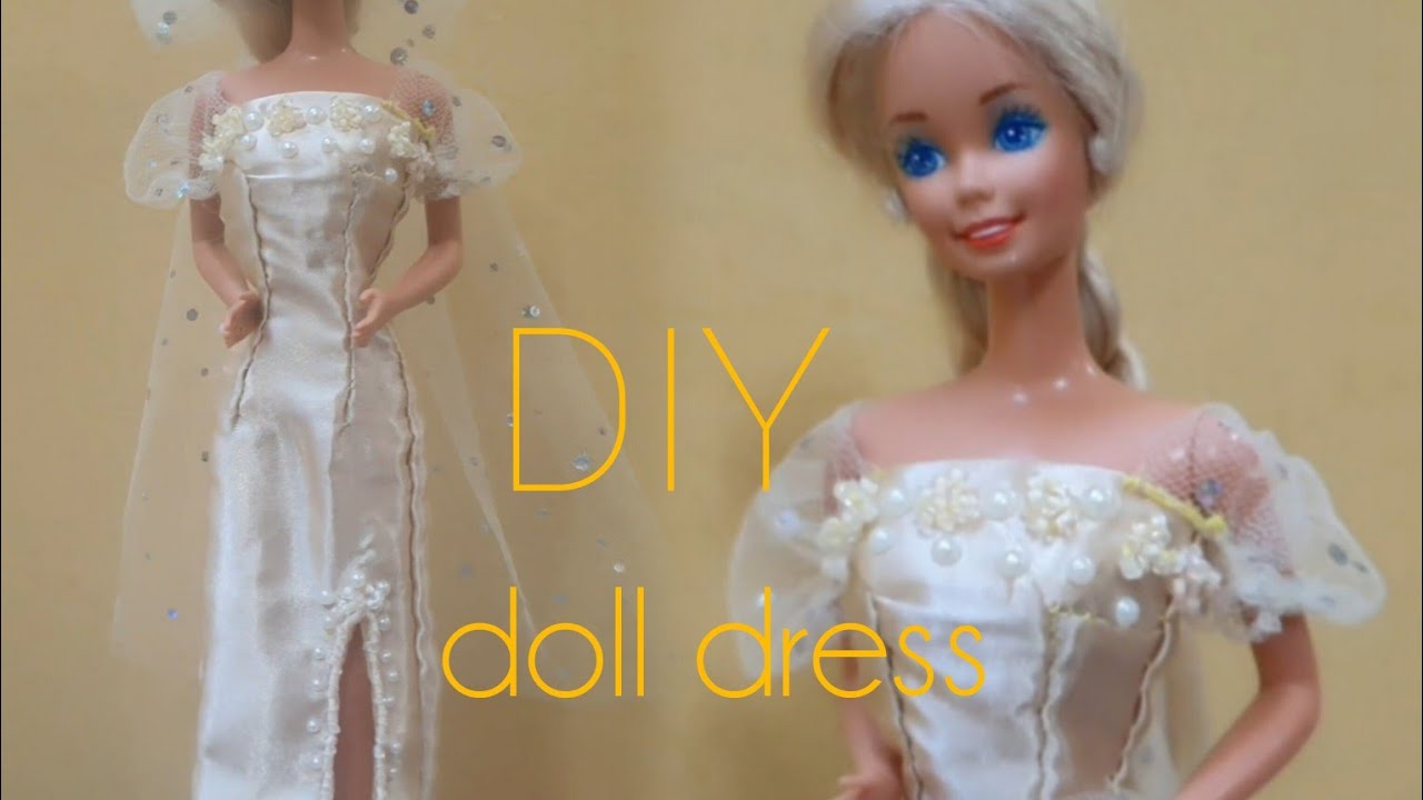 Sewing Satin Dress for Doll with Beads | DIY Doll Clothes