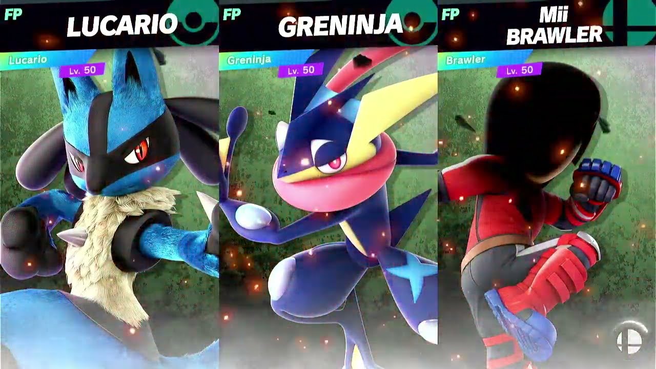 Super Smash Bros Ultimate Amiibo Fights Request Lucario vs Greninja vs Brawler