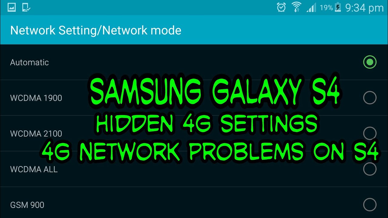 Samsung Galaxy s4 hidden Network Settings| 4G Mode  | Back To Normal Network Mode WCDMA/GSM Auto |