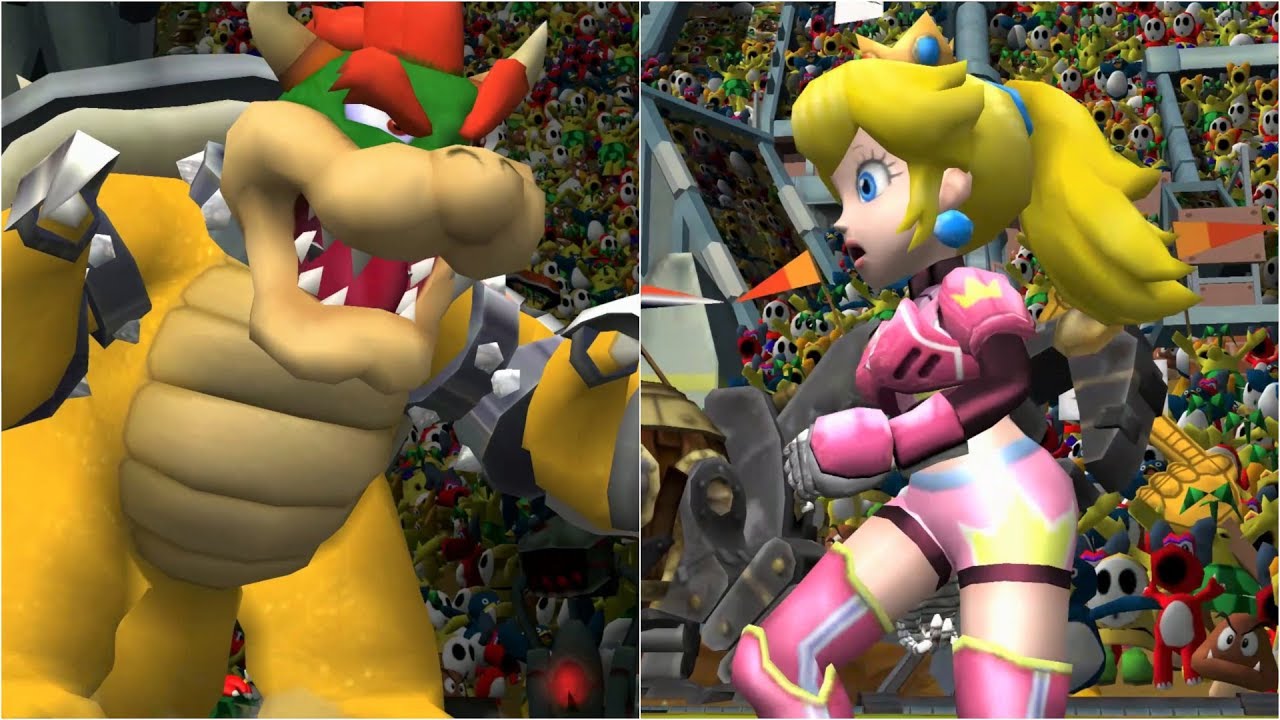 Mario Strikers Charged - Bowser vs Peach - Wii Gameplay (4K60fps)