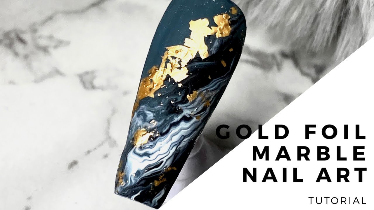 Gold Foil Marble Nail Design | Nail Art Tutorial