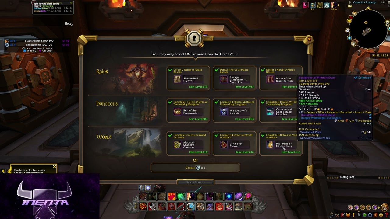The Great Vault Week 1, Season 1, 616ilvl Weapon! - Warrior, Khaz Algar, Dornogal