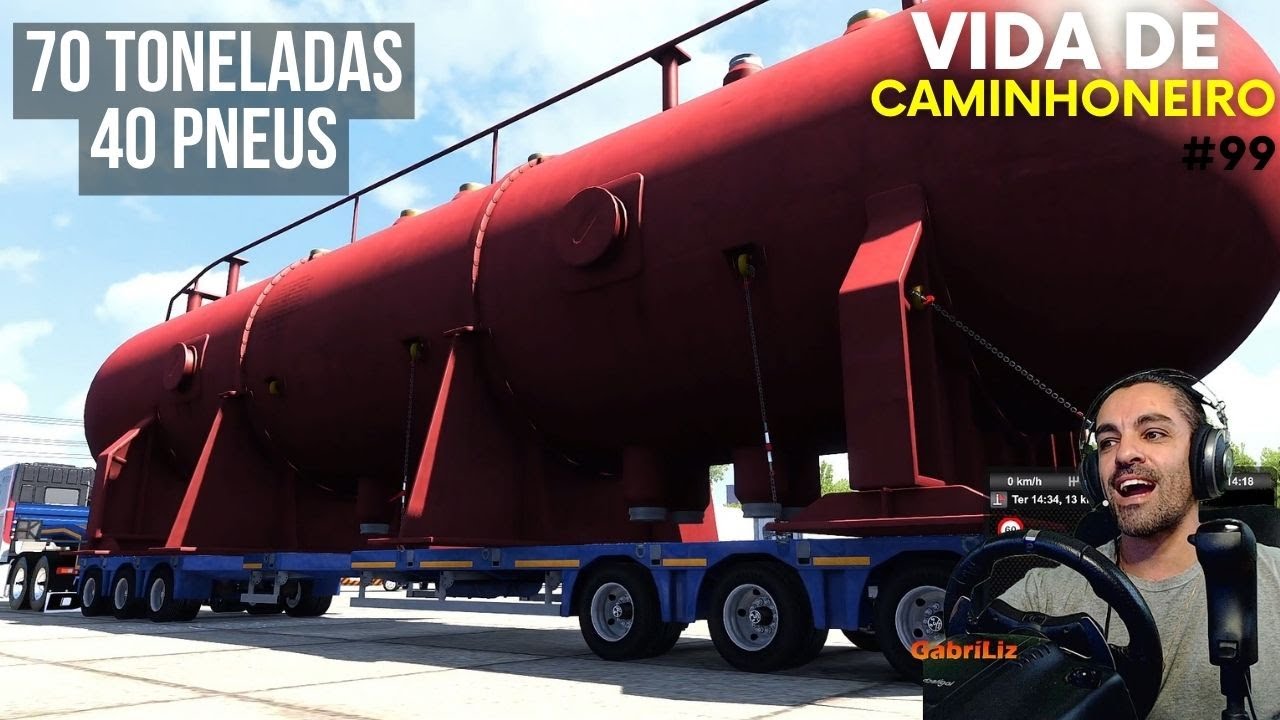 70 TONELADAS, 18 METROS E 40 PNEUS NUM TRANSPORTE COM ESCOLTA - Vida de Caminhoneiro #99 - ETS2