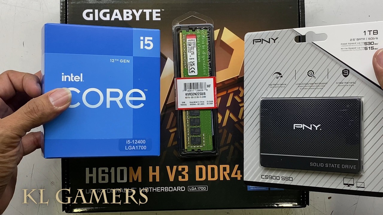 intel Core i5 12400 GIGABYTE H610M H V3 DDR4 PNY SATA III SSD 12th Gen Desktop PC Build 2025