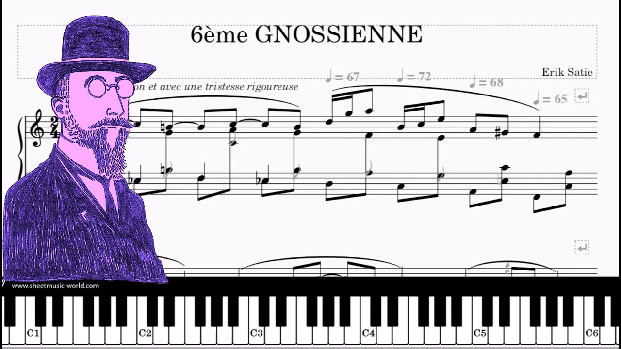 Gnossienne No 6 - Piano - Erik Satie - (Tutorial Piano, Sheets Score)