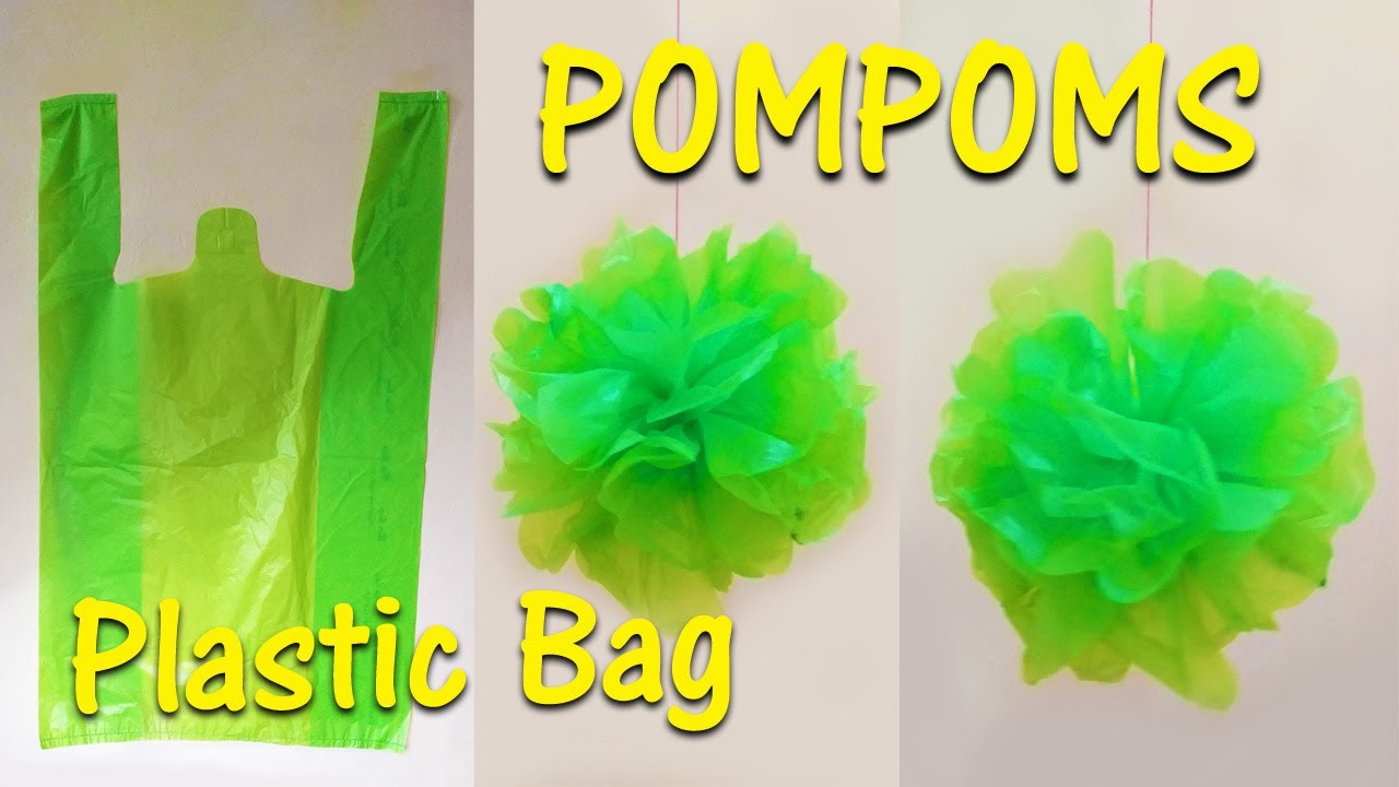 Flower Pompoms Using  Plastic Bag | DIY Carry Bag Pompoms | Party Decorations