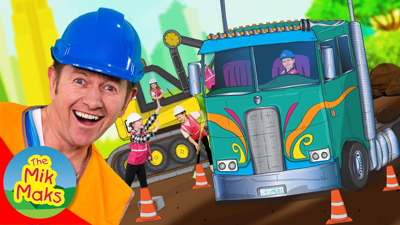 Cars Trucks and Excavator Songs for Kids | Nursery Rhymes and Kids Videos | The Mik Maks