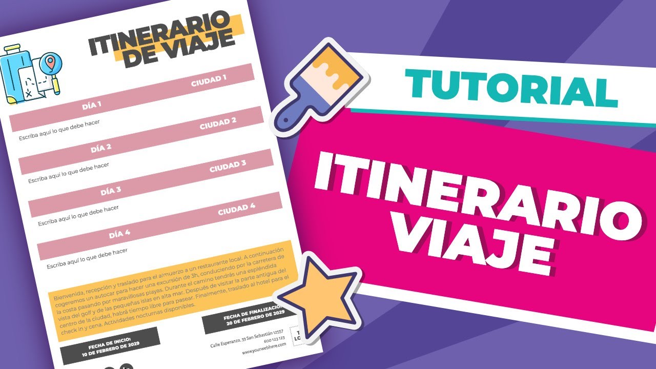 Haz un ITINERARIO para tu VIAJE inolvidable! #plantillas #online #diseños