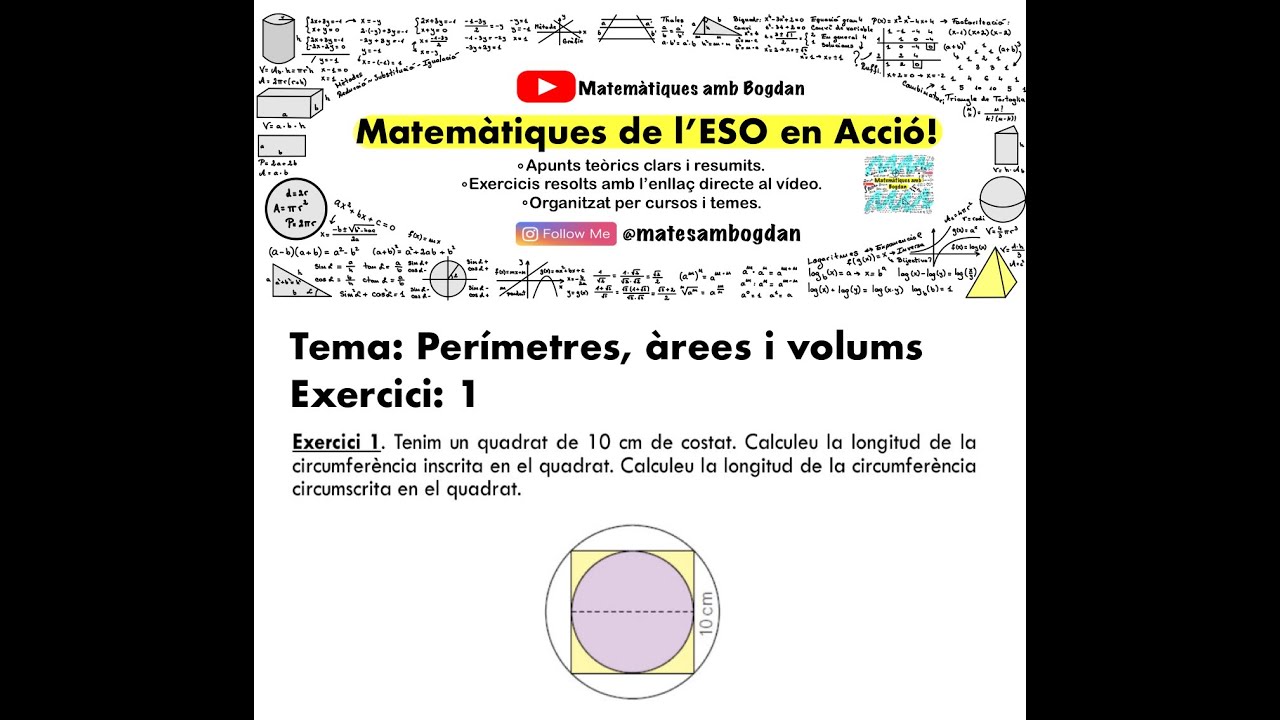 Matemàtiques en Acció - Perímetres, àrees i volums - Exercici 1