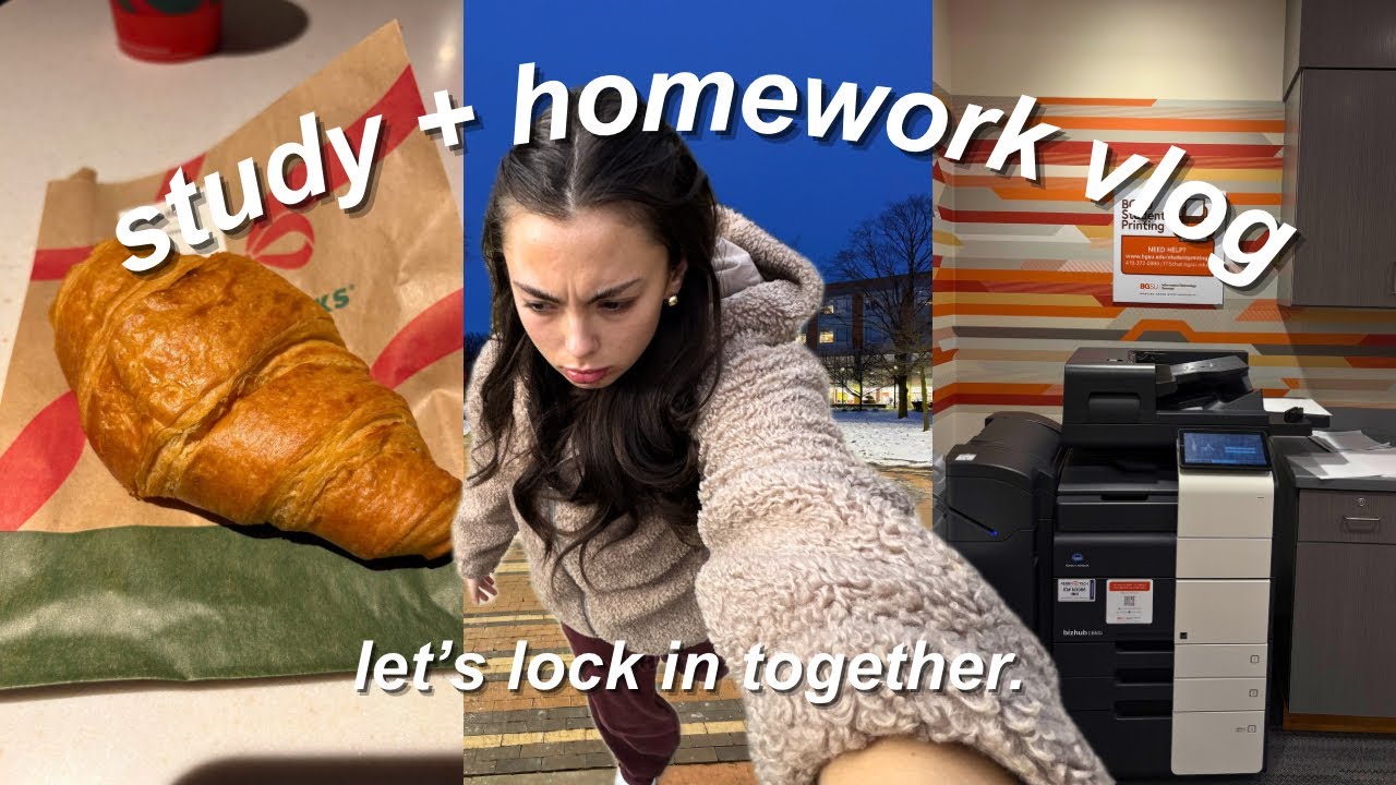 Vlogmas Day 3 | Productive College Study Vlog + Homework Motivation