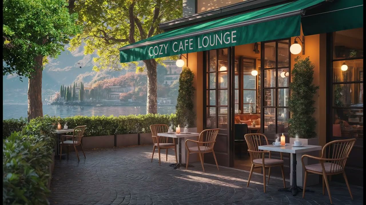 Cozy Cafe Piano Jazz ☕ Lakeside Ambience for Studying, Relaxing, Focus